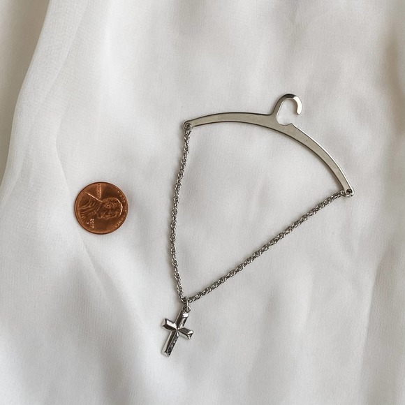 VTG Silver Cross Pendant Tie Chain - Picture 4 of 6